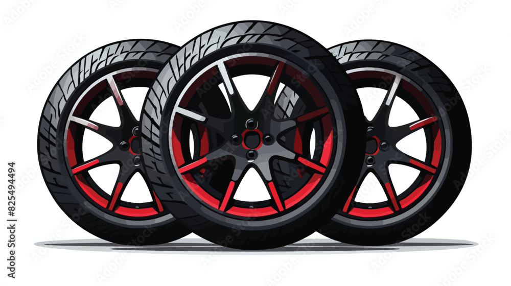 Black car tires wrapped with red ribbon   free gift
