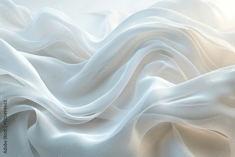 A white fabric with a wave pattern. The wave pattern is made up of ...