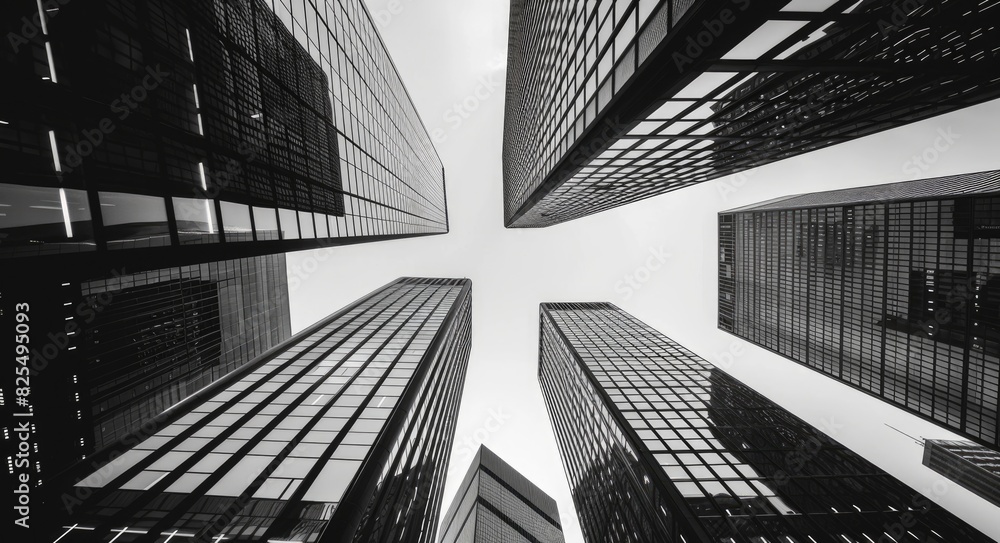 Fototapeta premium Bank Black And White. Abstract Architecture Background of Urban Business Center