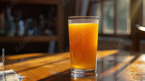 Glass of Orange Juice on Wooden Table