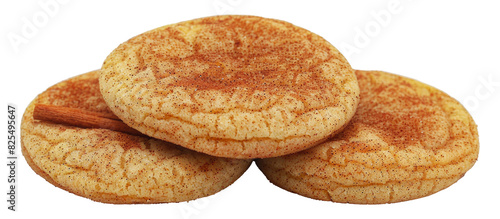 Stack of cinnamon snickerdoodle cookies, cut out - stock png. photo