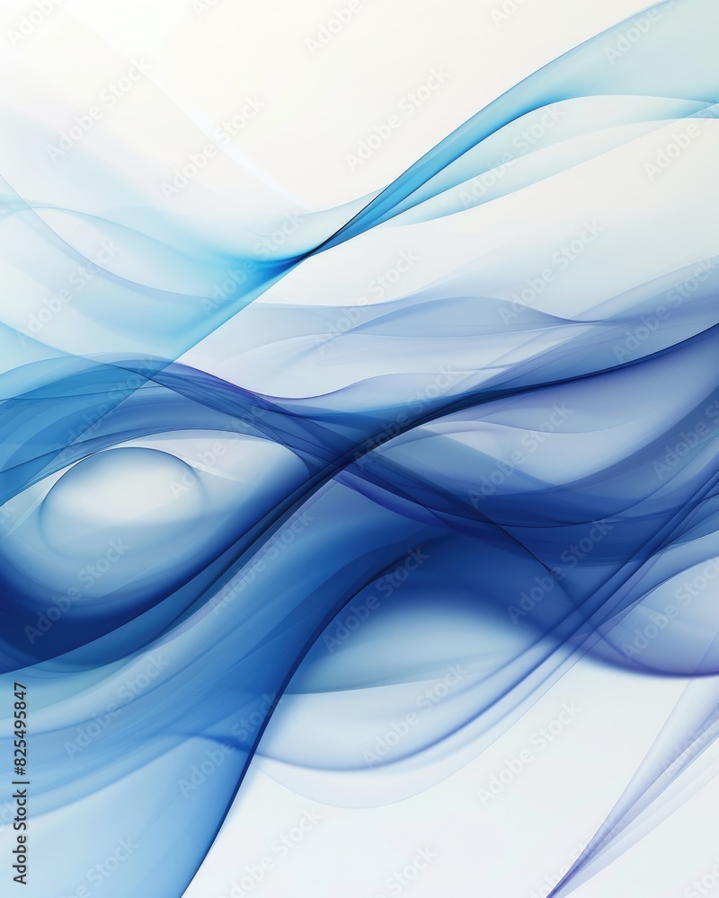 Obraz premium Blue Blend Background. Abstract Artistic Design with Smooth Lines and White Waves