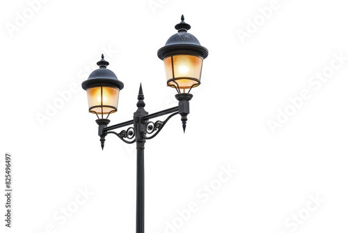 Light Poles. Isolated Street Lamp Posts on White Background