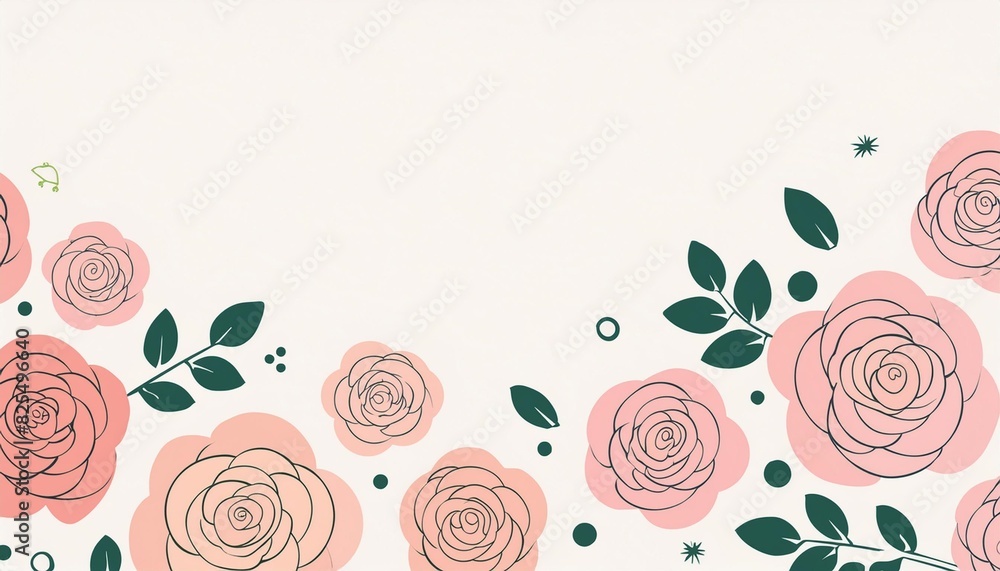 Minimal pink roses and white background copy space Minimal pink roses and white background copy space