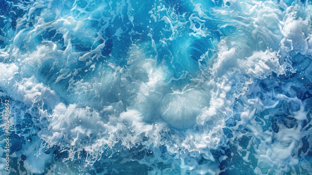 Obraz premium Ocean Foam. Abstract Foam on Blue Sea, Clear Waters and Deep Ocean Background