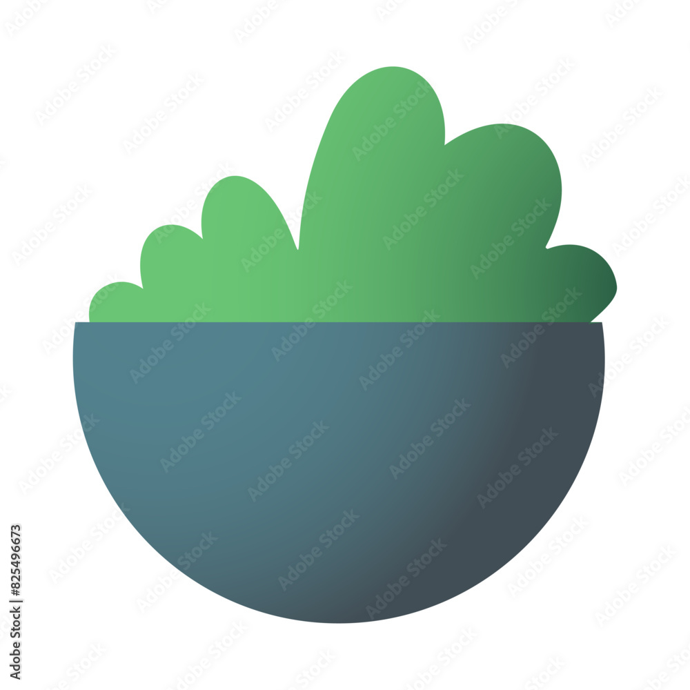 Modern Minimalist Plant Icon - Mid-Century Inspired Greenery in Geometric Pot Design