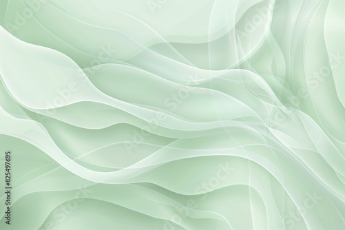 Abstract light green background with soft waves and curves, vector illustration in the style of pastel color palette, elegant design, high resolution, detailed