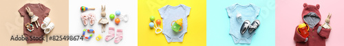 Collage of baby clothes and...