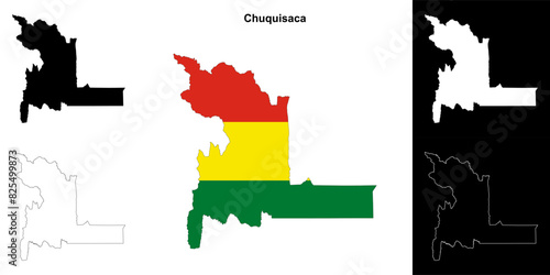 Chuquisaca department outline map set photo