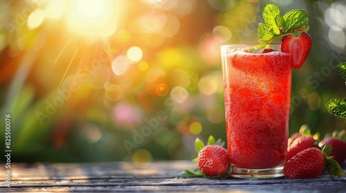 Glass of Watermelon and Strawberries on Table