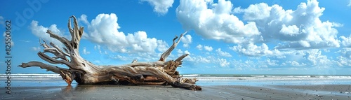 Visualize collecting driftwood to make a beach sculpture