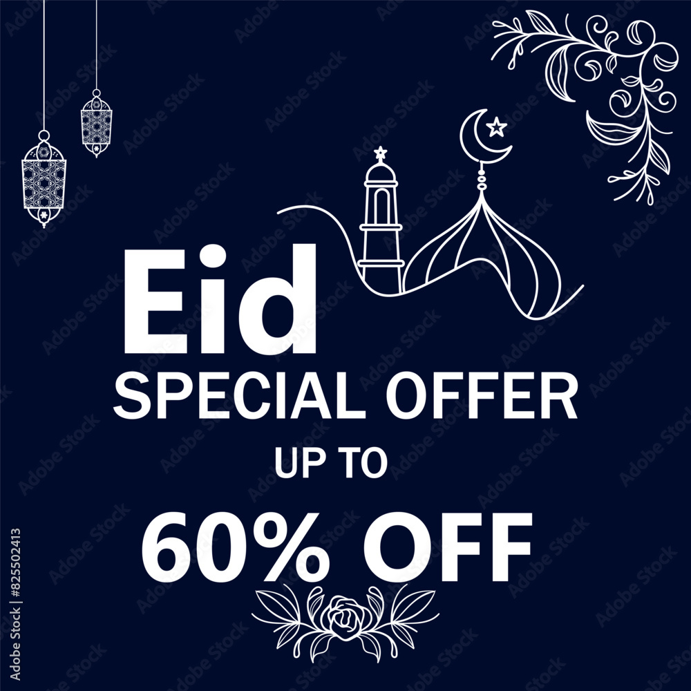 Naklejka premium eid sale label badge banner template design background