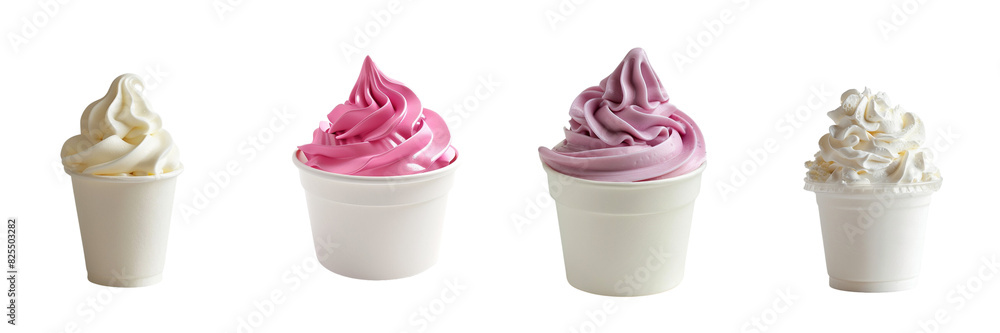Set of A frozen yogurt paper cup on a transparent background Set of A frozen yogurt paper cup on a transparent background