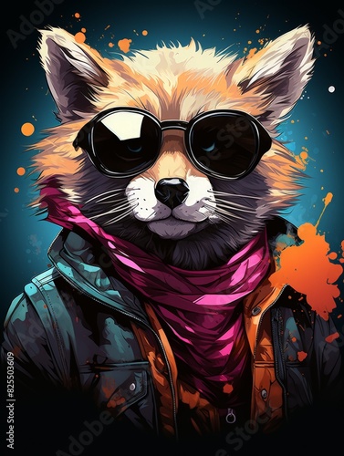 a fox wearing big sunglasses and a leather jacket