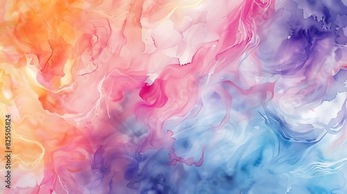 A series of watercolor backgrounds, each a swirl of dreamy colors, displayed on high-quality art paper under natural lighting. © Imagination Ink