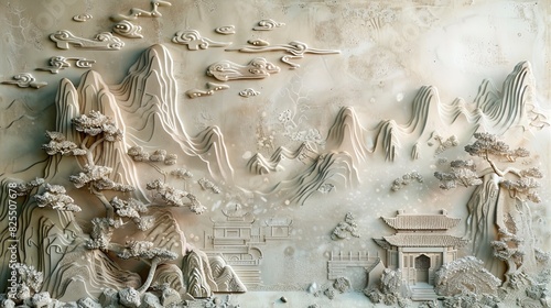 Chinese stucco in traditional style, landscape. © Terablete