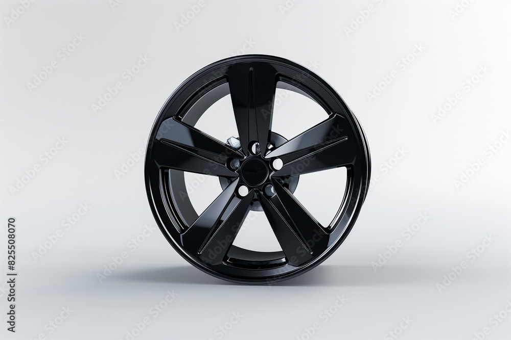 Naklejka premium Black Wheel on White Background