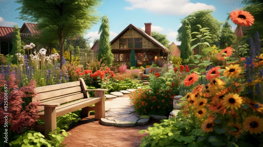 A photo of a school garden with plants and flowers. A photo of a school garden with plants and flowers.