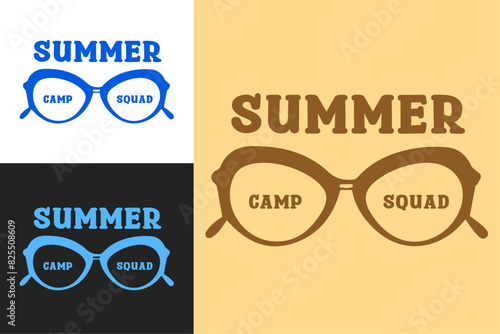 Summer camp squad lettering emblem poster design. For matching friends school trip scout animator teacher logo shirt design print vector. 
