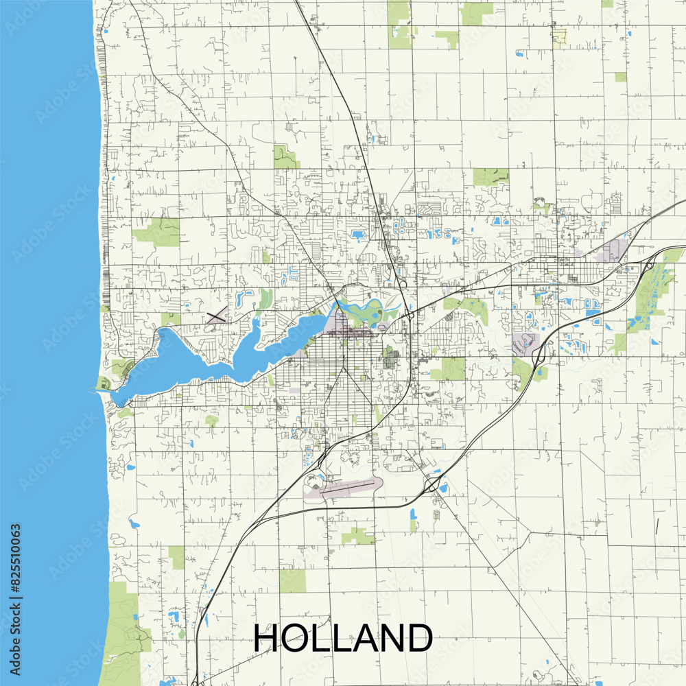 Holland, Michigan, United States map poster art