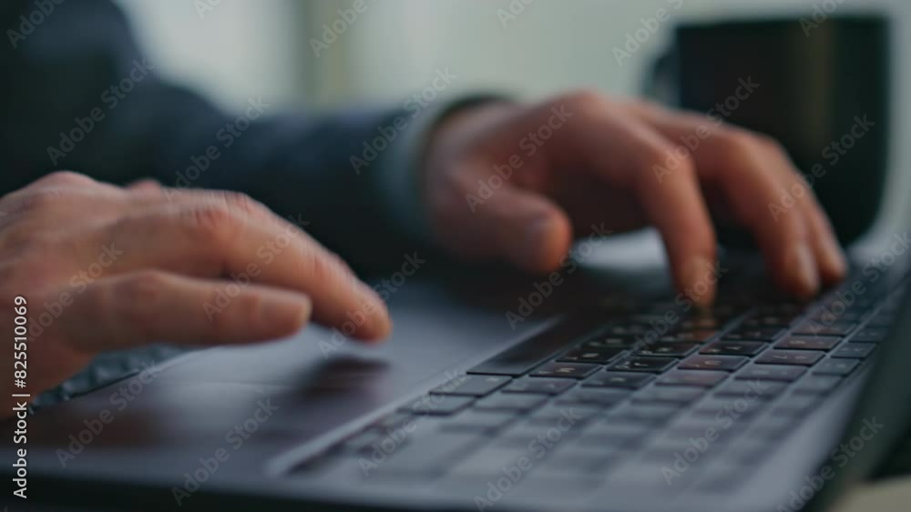 Unrecognizable writer typing keyboard laptop creating article at office closeup Unrecognizable writer typing keyboard laptop creating article at office closeup