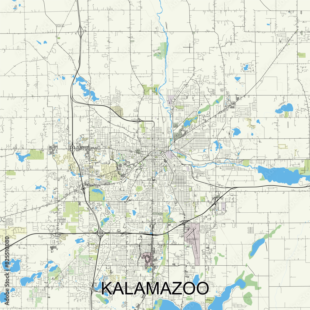Kalamazoo, Michigan, United States map poster art