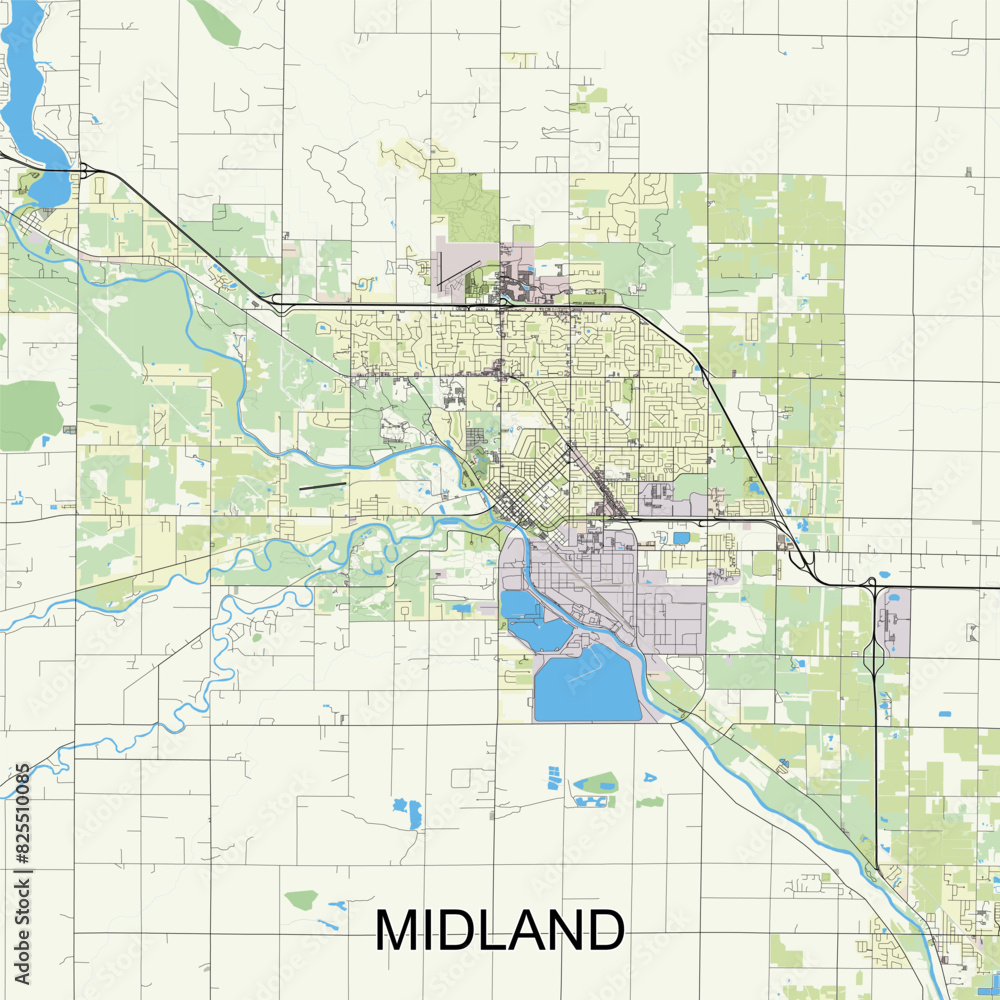 Fototapeta premium Midland, Michigan, United States map poster art