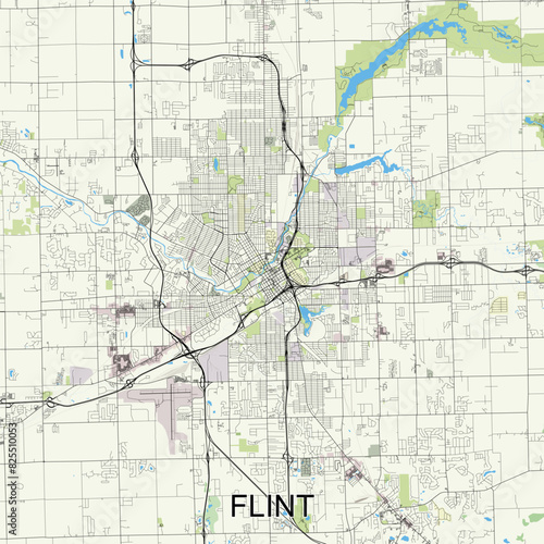Flint  Michigan  United States map poster art