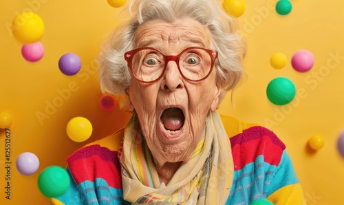 Excited senior woman is playing bingo