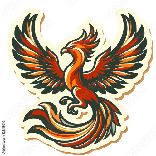 Retro Vintage czerwony feniks - vector