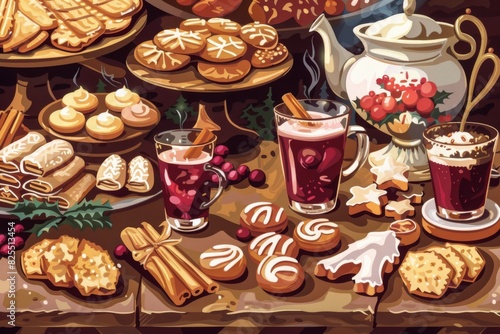 Indulge in a festive array of gingerbread cookies, mulled wine, and traditional German treats at a Christmas market.