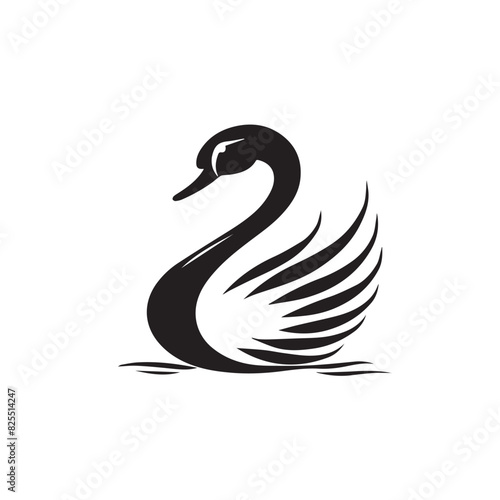 Swan in cartoon, doodle style . Image for t-shirt, web, mobile apps and ui. Isolated 2d vector illustration in logo, icon, sketch style, Eps 10, black and white. AI Generative © Alexey