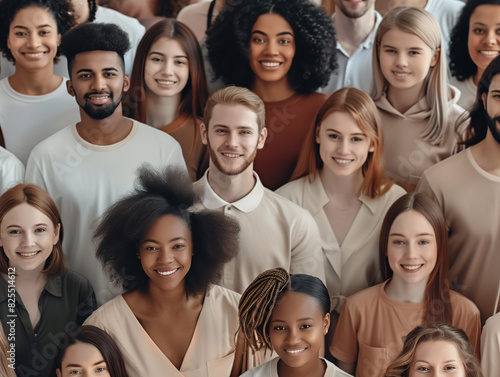 Different races people, multicultural group of young modern people, mixed group of multicultural people look camera, happy people, smile, smiling people