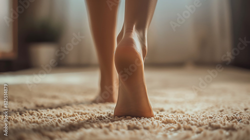 Barefoot Walking on Soft Carpet.