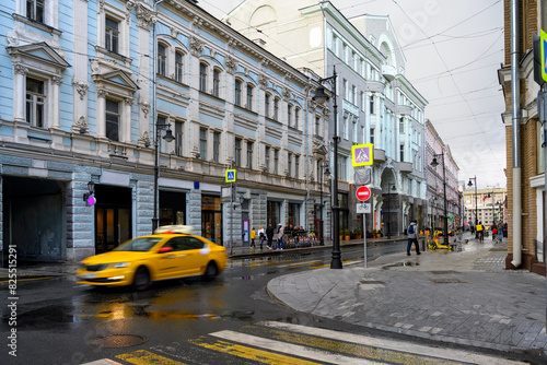 Myasnitskaya street in Moscow, Russia. Moscow architecture and landmark. Moscow cityscape