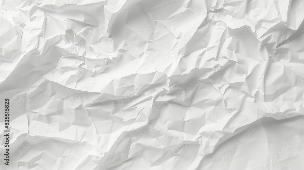 Fototapeta premium Crumpled White Paper 3D Texture Background: High Detailed