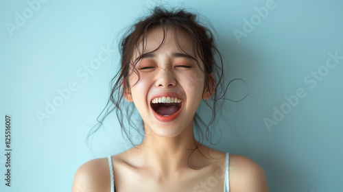 Cute Young Woman Yelling with Joy: Strong Facial Expression