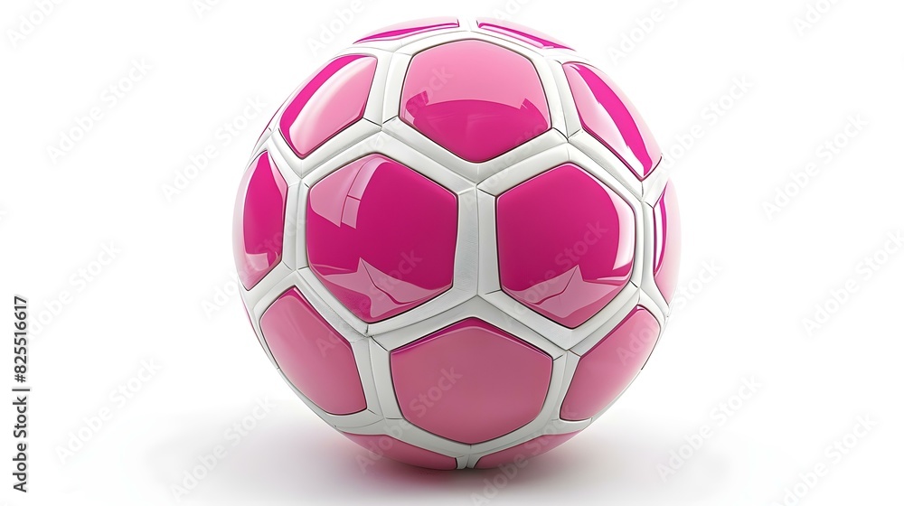 Naklejka premium Isolated pink and white colored Soccer Ball on a white Background with Copy Space