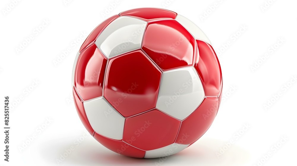 Isolated red and white colored Soccer Ball on a white Background with Copy Space Isolated red and white colored Soccer Ball on a white Background with Copy Space