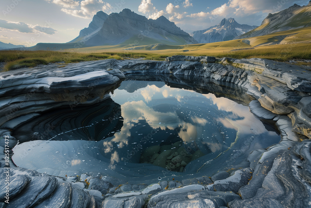 Obraz premium Small Pool of Water Surrounded by Rocks