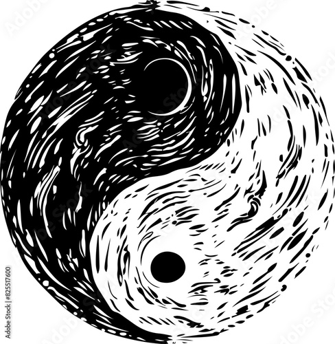 Abstract Yin Yang Symbol in Black and White