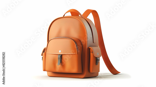 Orange school bagpack isolated on transparent a white background realistic hyperrealistic