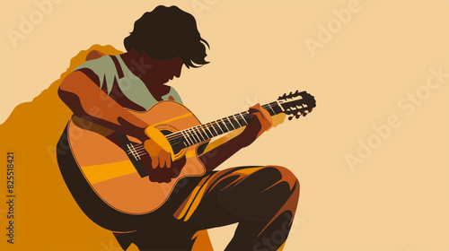Silhouette of Guitarist Playing Acoustic Guitar