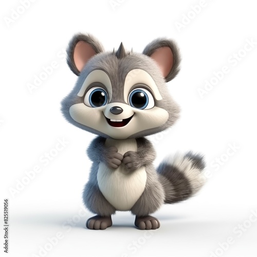 cute baby raccoon simple character  3d