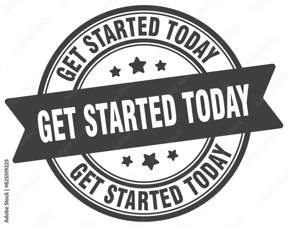 get started today stamp. get started today label on transparent background. round sign