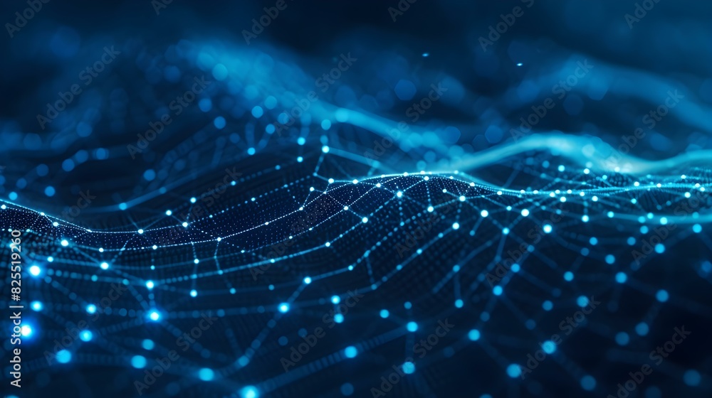 Blurred Data Science Background in blue Colors. Abstract Network of Dots and Lines Blurred Data Science Background in blue Colors. Abstract Network of Dots and Lines