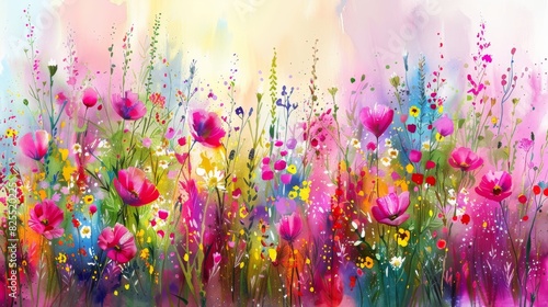 Spring flowers watercolor illustration for wall art, printable poster, and greeting card design