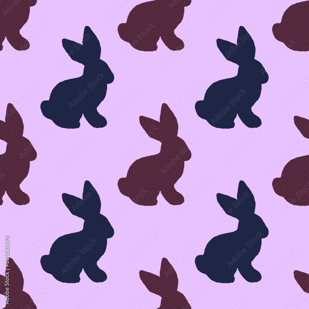 Obraz premium Cartoon Easter rabbit seamless bunnies pattern for wrapping paper and fabrics and linens and kids clothes