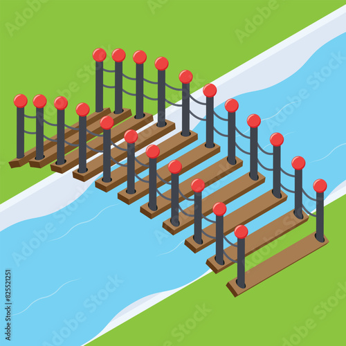 Isometric Bridge Over River