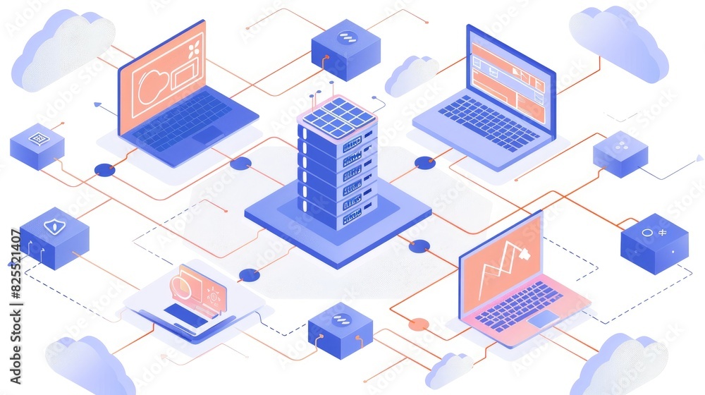 Obraz premium Network for Downloading Cloud Backups